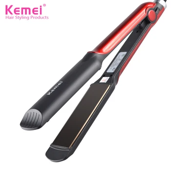 

Kemei professional hair straightener ceramic flat irons straightening iron curling corn wave board negtive Ions curler KM-2114