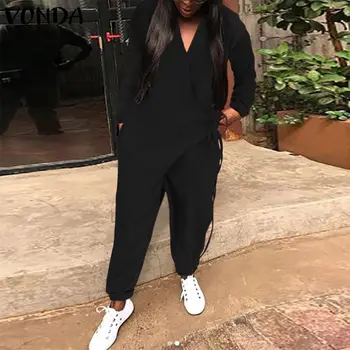 VONDA Rompers Womens Jumpsuits Sexy Long Sleeve Deep V Neck Overalls Autumn Pants Casual Loose Harem Pants Plus Size Playsuits
VONDA Rompers Womens Jumpsuits Sexy Long Sleeve Deep V Neck Overalls Autumn Pants Casual Loose Harem Pants Plus Size Playsuits