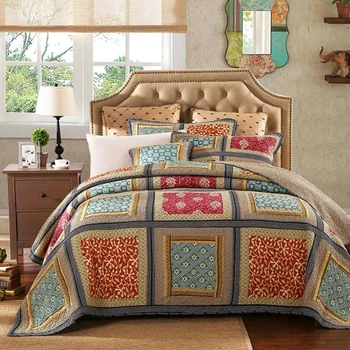 Famvotar 3 Pieces 100% Cotton American Style Patchwork Quilted set Reversible Square printed Pattern Coverlet King Queen Size
Famvotar 3 Pieces 100% Cotton American Style Patchwork Quilted set Reversible Square printed Pattern Coverlet King Queen Size