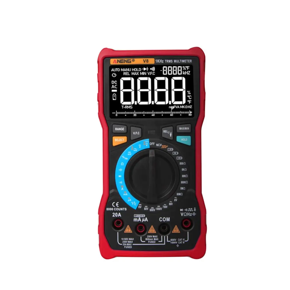 Aneng V8 Intelligent High-Precision Multi-Function Digital Multimeter Anti-Burn Digital Display Universal Table
Aneng V8 Intelligent High-Precision Multi-Function Digital Multimeter Anti-Burn Digital Display Universal Table