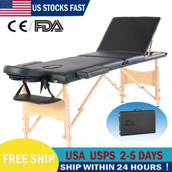 84" 3 Sections Folding Portable Beech Leg Beauty Massage Table 60CM Wide Adjustable Height Black Massage Bed Chair
84" 3 Sections Folding Portable Beech Leg Beauty Massage Table 60CM Wide Adjustable Height Black Massage Bed Chair