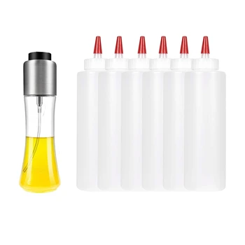 1 Pcs Transparent Glass Olive Oil Spray Bottle 180Ml & 6 Pcs Squeeze Squirt Condiment Bottles for Sauces - 16 Ounce
1 Pcs Transparent Glass Olive Oil Spray Bottle 180Ml & 6 Pcs Squeeze Squirt Condiment Bottles for Sauces - 16 Ounce