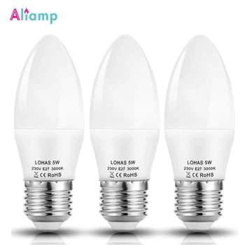 E26 E27 LED Candle Light Bulbs 3pcs/Lot 5W Equivalent 40W Incandescent Bulb Day Cold Warm White 3000 6000K 480lm 180 Degree Beam
E26 E27 LED Candle Light Bulbs 3pcs/Lot 5W Equivalent 40W Incandescent Bulb Day Cold Warm White 3000 6000K 480lm 180 Degree Beam
