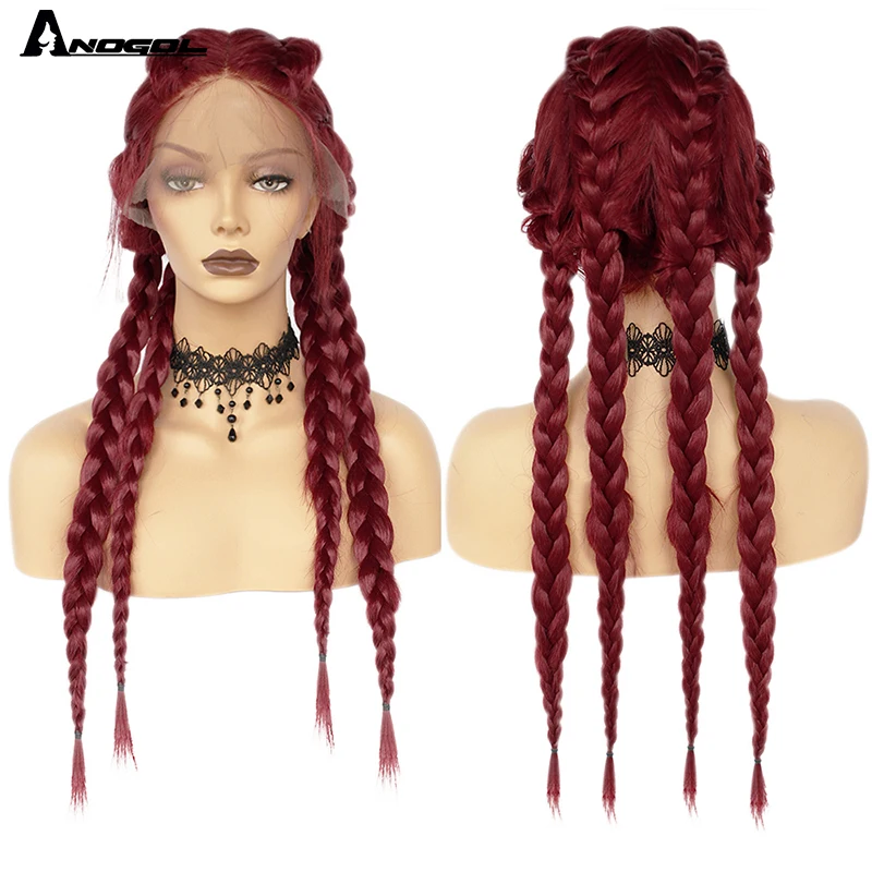 Anogol Middle Part Long Double Braids Straight Natural Black Braided Synthetic Light Brown Swiss Lace Front Wig With Baby Hair
Anogol Middle Part Long Double Braids Straight Natural Black Braided Synthetic Light Brown Swiss Lace Front Wig With Baby Hair