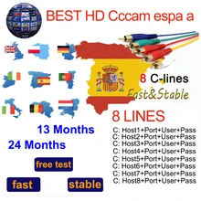 Satxtrem CCCAM espa רומנית Ccams ספרד שרת HD אירופה 8 קווים Italia פולין פורטוגל עבור DVB S2 CCAM לווין טלוויזיה מקלט(China)