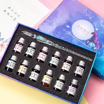 Doodling Vintage Fountain For Art Writing Crystal Home Decoration Gift With 12 Colors Ink Glass Painting Dip Pen Set Calligraphy
Doodling Vintage Fountain For Art Writing Crystal Home Decoration Gift With 12 Colors Ink Glass Painting Dip Pen Set Calligraphy