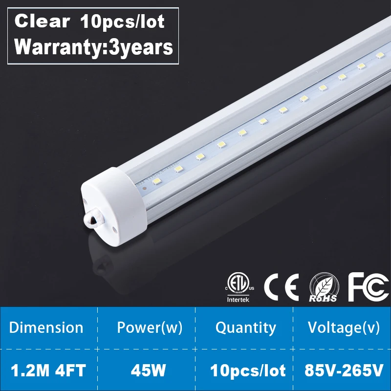T8 8ft LED Tube Light 45W 6500K FA8 Single Pin Base Cool White Clear Cover Shop Lighting Fixture Warehouse Garage
T8 8ft LED Tube Light 45W 6500K FA8 Single Pin Base Cool White Clear Cover Shop Lighting Fixture Warehouse Garage