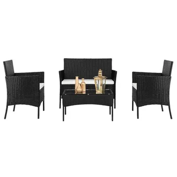 【USA warehouse】2pcs Arm Chairs 1pc Love Seat & Tempered Glass Coffee Table Rattan Sofa Set Black 
【USA warehouse】2pcs Arm Chairs 1pc Love Seat & Tempered Glass Coffee Table Rattan Sofa Set Black