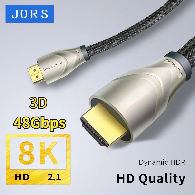 Фото HDMI-совместимый кабель JORS 2 1 8K/60 Гц 4K/120 48 Гбит/с HDR для PS4 PS5 Switch Xiaomi Tv Box Xbox проектор