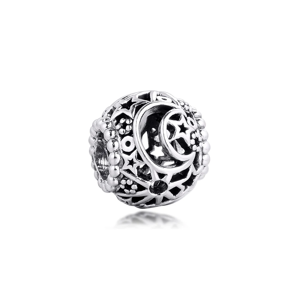 

Openwork Sun Stars & Moon Charm Original 925 Sterling Silver Beads for Women Fits Pandora Bracelet DIY Jewelry Berloques