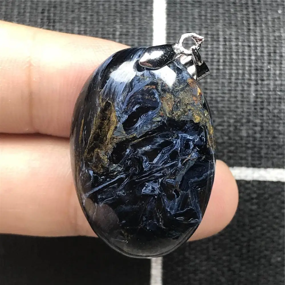 

Natural Blue Pietersite Beads Pendant For Woman Man Namibia Crystal 31x21x7mm Egg Oval Bead Firework Effect Stone Jewelry AAAAA