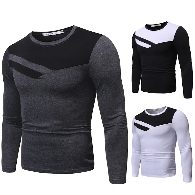 Spring Round Neck Contrast Color Long-sleeved T-shirt Men's Pullover Bottoming Shirt Simple and Breathable All-match Clothes
Spring Round Neck Contrast Color Long-sleeved T-shirt Men's Pullover Bottoming Shirt Simple and Breathable All-match Clothes