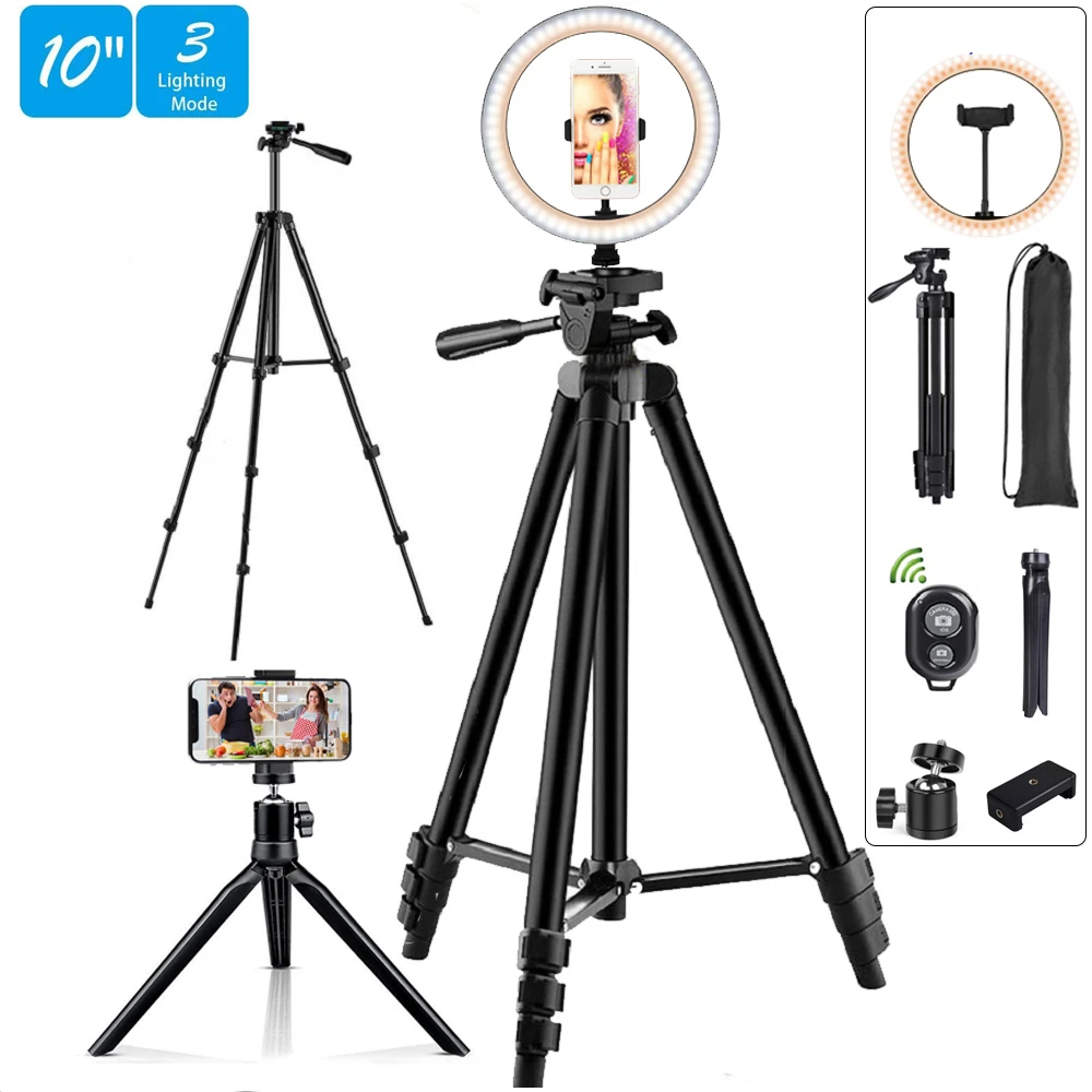 10" LED Selfie Ring Light Trepied Dimmable Lamp Desktop Circle Fill Light Phone Stand Holder Makeup Photography RingLight Tripod
10" LED Selfie Ring Light Trepied Dimmable Lamp Desktop Circle Fill Light Phone Stand Holder Makeup Photography RingLight Tripod