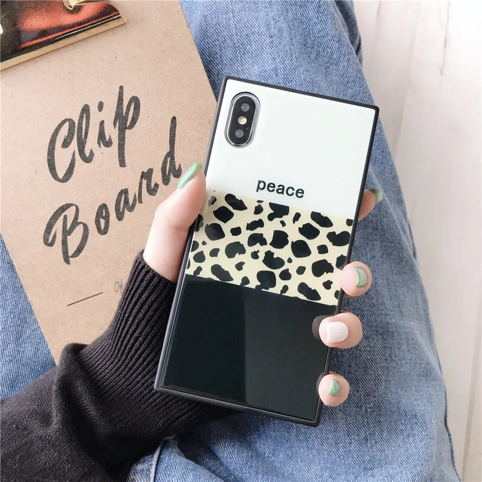 Glass Leopard Print phone funda cover for iPhone XR cases For Apple X XS MAX 8 plus 7 6s case |