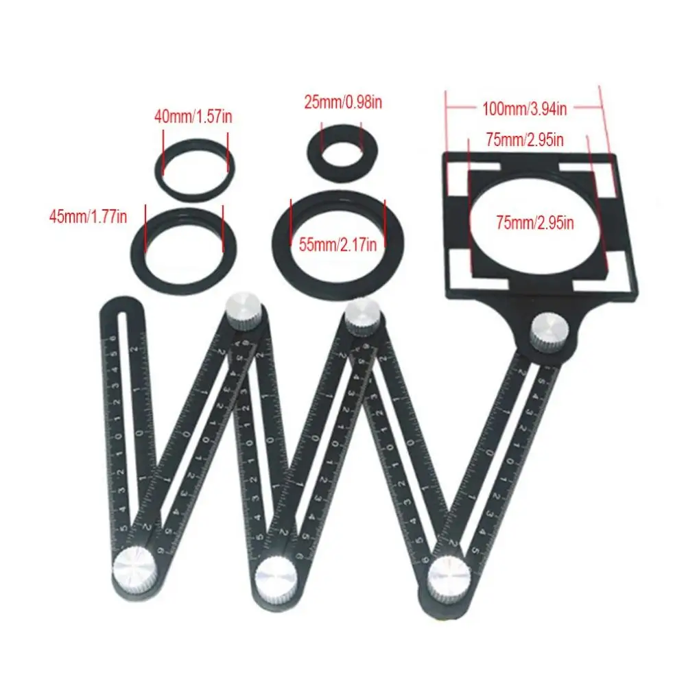 Tile Hole Locator Folding Ruler Aluminum Alloy Six Fold Activity Four Folding Ruler Four Sides Parallel Multi-Angle
Tile Hole Locator Folding Ruler Aluminum Alloy Six Fold Activity Four Folding Ruler Four Sides Parallel Multi-Angle
