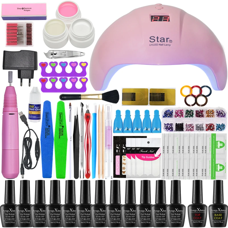 Nail Set 36W UV Lamp Manicure Set 0/6/10/12 Color Gel Varnish Set new Nail Drill Machine Kit Nail File Tool Nail Extension kit
Nail Set 36W UV Lamp Manicure Set 0/6/10/12 Color Gel Varnish Set new Nail Drill Machine Kit Nail File Tool Nail Extension kit