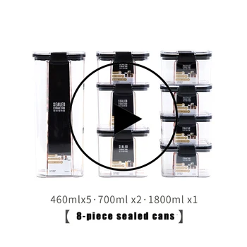8 piece set Food Storage Container Plastic Kitchen Refrigerator Noodle Box Multigrain Storage Tank Transparent Sealed Cans
8 piece set Food Storage Container Plastic Kitchen Refrigerator Noodle Box Multigrain Storage Tank Transparent Sealed Cans