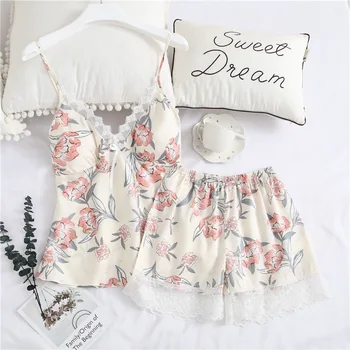 Pajamas for women New Summer Floral Print V-neck Pyjamas Camisole Shorts Sleepwear Sexy Lace Femme Pijima Home Clothes 2PCS Set 
Pajamas for women New Summer Floral Print V-neck Pyjamas Camisole Shorts Sleepwear Sexy Lace Femme Pijima Home Clothes 2PCS Set