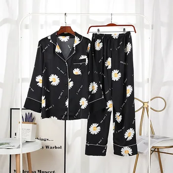 QWEEK woman Pajamas Daisy Print Summer Long Sleeve Home Clothes female Summer Pyjama Homme Nightgown Suit 2020
QWEEK woman Pajamas Daisy Print Summer Long Sleeve Home Clothes female Summer Pyjama Homme Nightgown Suit 2020