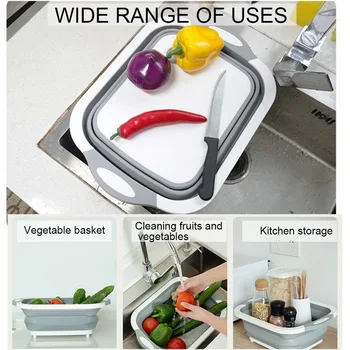 Collapsible Cutting Board Dish Tub Kitchen Vegetable Washing Basket Drain Basket 3-in-1 Design
Collapsible Cutting Board Dish Tub Kitchen Vegetable Washing Basket Drain Basket 3-in-1 Design