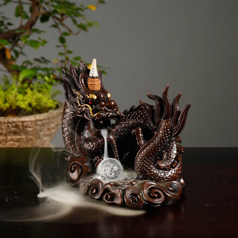 Desktop Decor Gift Resin Chinese Dragon Backflow Incense Burner with Crystal Ball +20Pcs Free Incense Cones
Desktop Decor Gift Resin Chinese Dragon Backflow Incense Burner with Crystal Ball +20Pcs Free Incense Cones