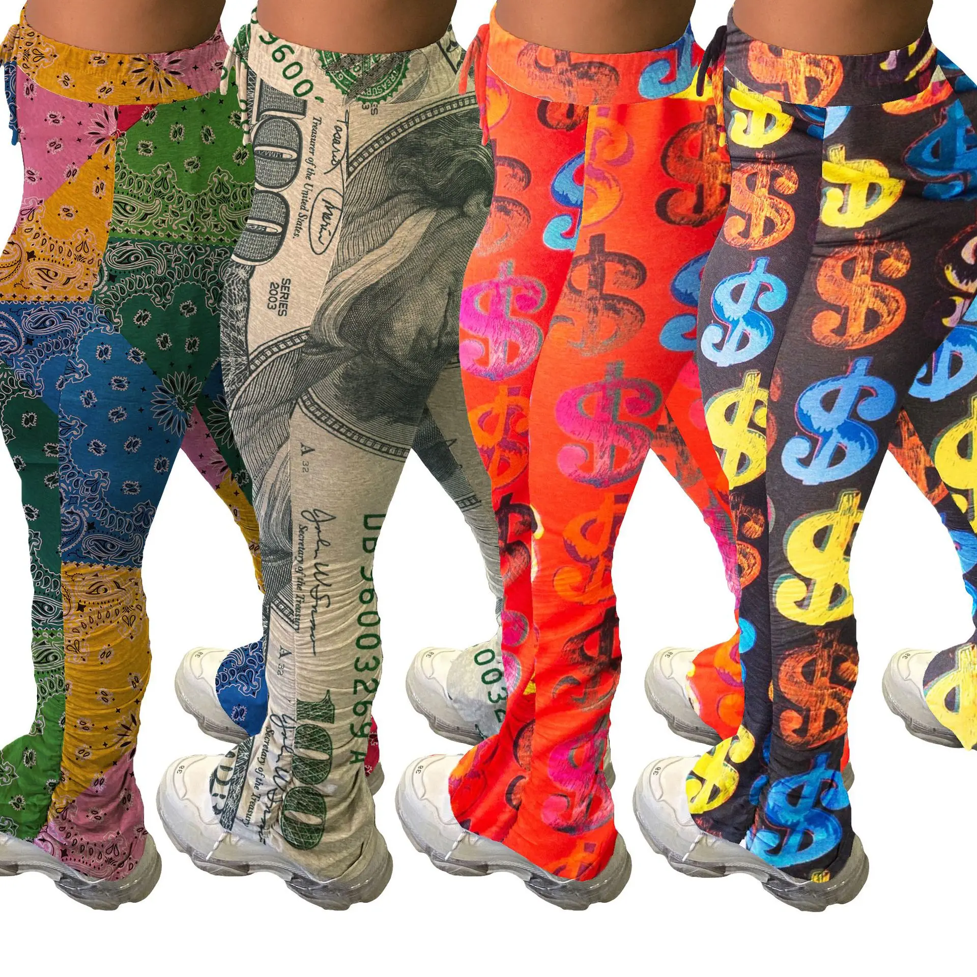 Pattern Print Drawstring Elastic Band Stacked Pants Flare Trousers New Autumn Women Bottoms Casual Clothings
Pattern Print Drawstring Elastic Band Stacked Pants Flare Trousers New Autumn Women Bottoms Casual Clothings