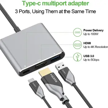 3 in 1 USB 3.0 Hub Adapter Cable Type-C Male to USB 3.0 Female 4K HDMI Adapter Dock USB Hub Adapter Splitter USB Adapter Cable
3 in 1 USB 3.0 Hub Adapter Cable Type-C Male to USB 3.0 Female 4K HDMI Adapter Dock USB Hub Adapter Splitter USB Adapter Cable