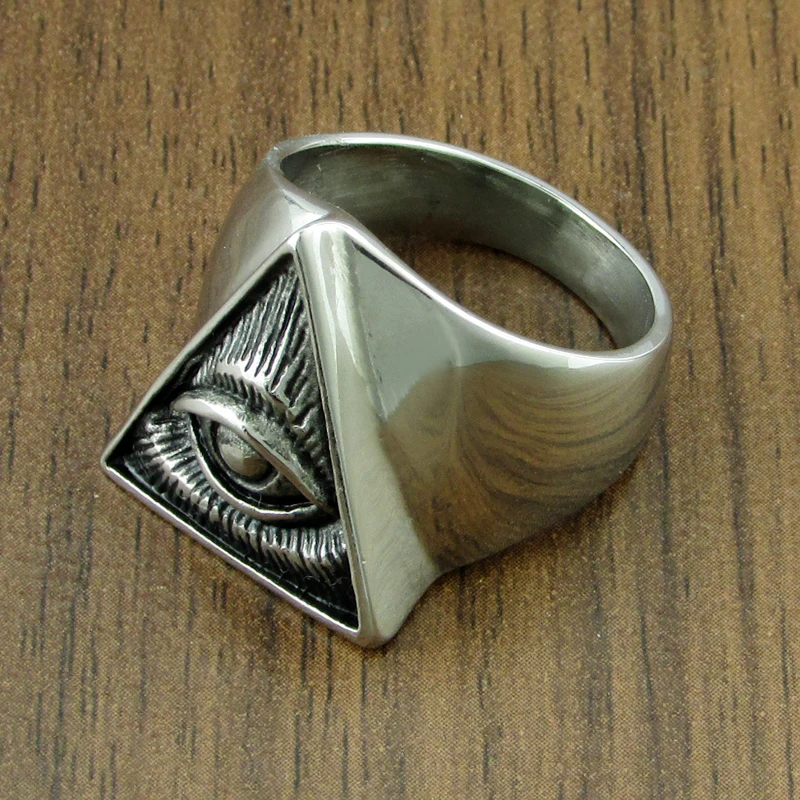 Punk Mens 316L Stainless Steel Illuminati Pyramid Eye Symbol Biker Ring Silver Color Freemason Triangle Masonic Rings Jewelry
Punk Mens 316L Stainless Steel Illuminati Pyramid Eye Symbol Biker Ring Silver Color Freemason Triangle Masonic Rings Jewelry