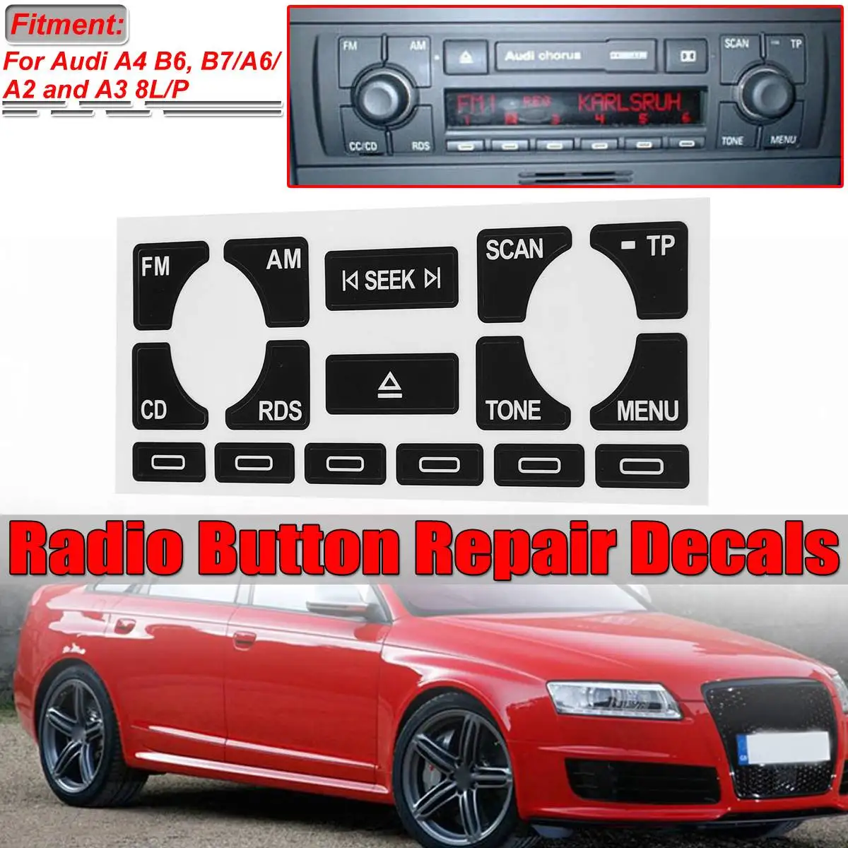 TP 1 Set Car Audio Multimedia Radio Stereo Worn Peeling Button Repair Sticker Decals Stickers For Audi A4 B6 B7 A6 A2 A3 8L/P
TP 1 Set Car Audio Multimedia Radio Stereo Worn Peeling Button Repair Sticker Decals Stickers For Audi A4 B6 B7 A6 A2 A3 8L/P