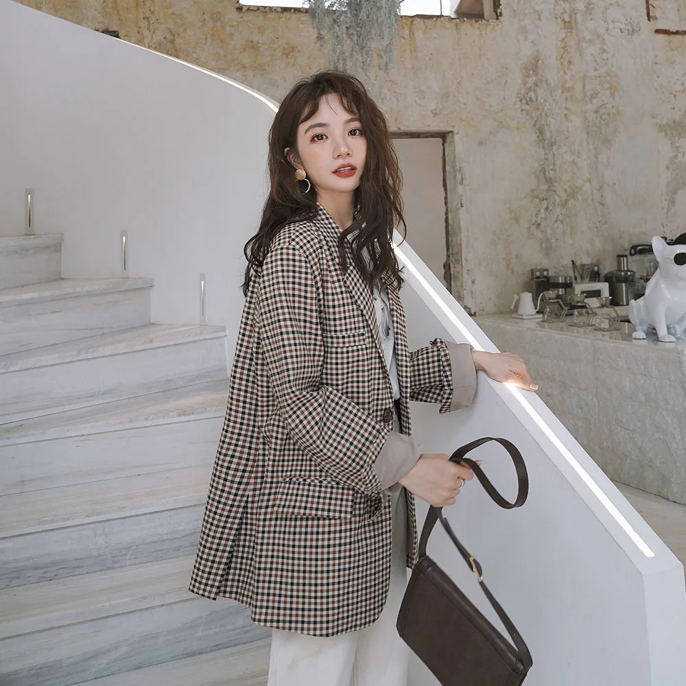 Photo Shoot Hong Kong Style Plaid Small Suit Coat Women's Loose-Fit Korean-style CHIC Spring And Autumn England Students Retro L
Photo Shoot Hong Kong Style Plaid Small Suit Coat Women's Loose-Fit Korean-style CHIC Spring And Autumn England Students Retro L