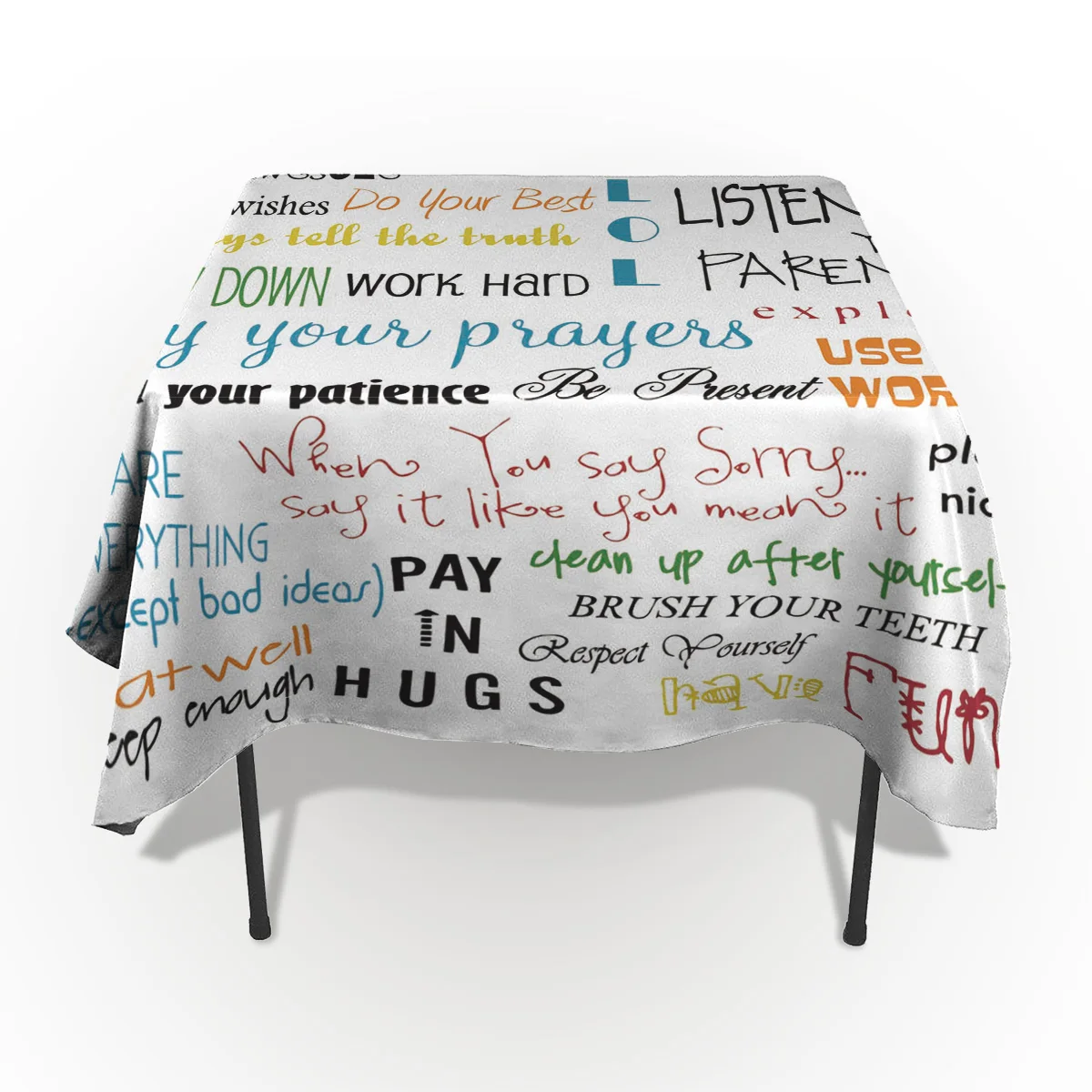 Family Rules Cartoon Art Tablecloth Rectangular Dining Desk Table Cover Mat Kitchen Wedding Birthday Party Soft Cloths | Дом и сад