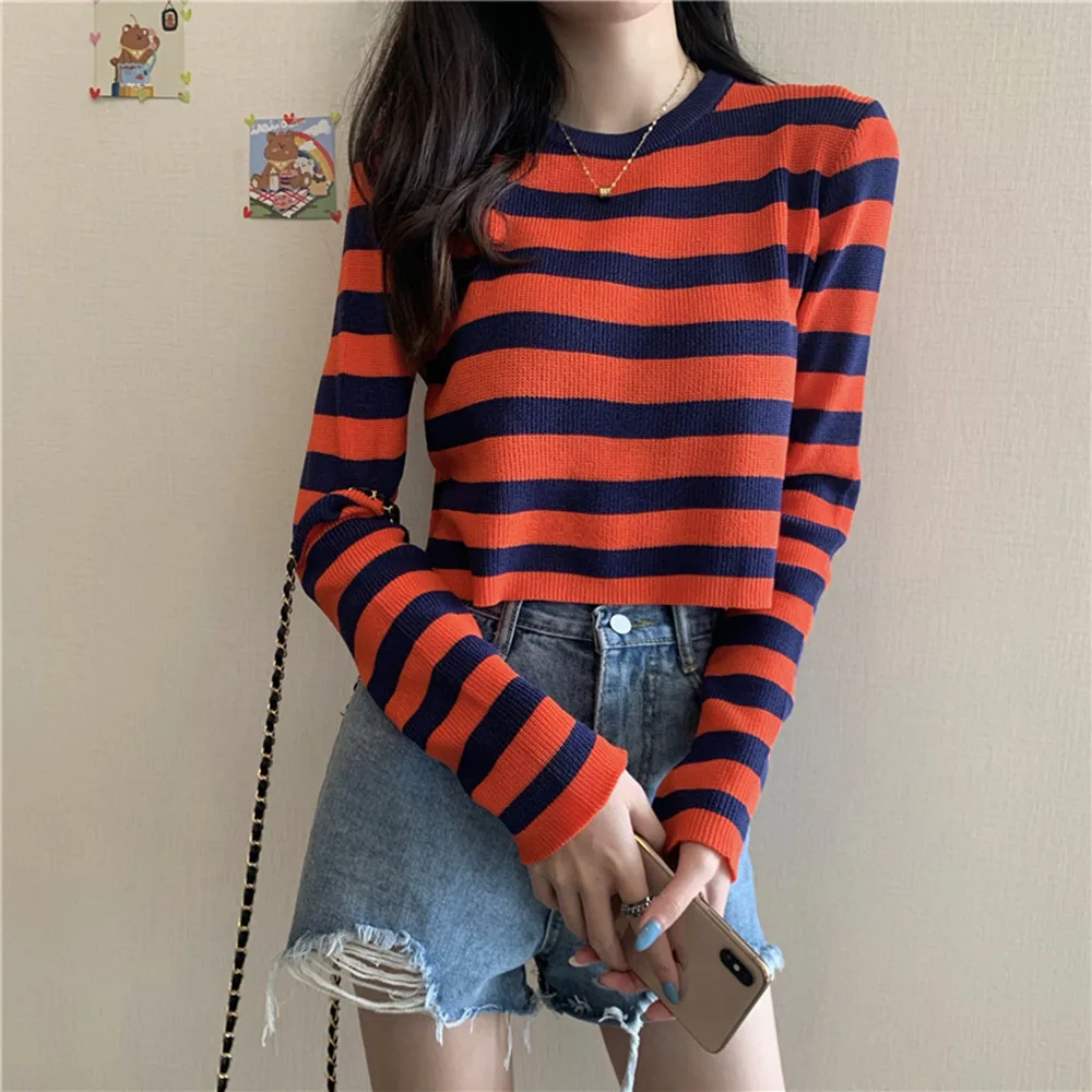 Women Strap Sweater Long Sleeve Female Autumn Retro Knit Sweater Japan Style Girl Tops Triped Long Sleeved Sweater Pullover
Women Strap Sweater Long Sleeve Female Autumn Retro Knit Sweater Japan Style Girl Tops Triped Long Sleeved Sweater Pullover