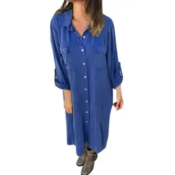 Hot Women Turn Down Collar Long Sleeve Single-breasted Pockets Maxi Shirt Dress
Hot Women Turn Down Collar Long Sleeve Single-breasted Pockets Maxi Shirt Dress
