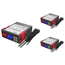 Dual Digital Display Thermostat Temperature Regulator with Double NTC Probe, Heating Sensor Probe Two W/Output Relays
Dual Digital Display Thermostat Temperature Regulator with Double NTC Probe, Heating Sensor Probe Two W/Output Relays