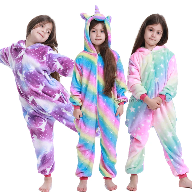 

Boys Girls Kigurumi Pajama Sets Panda Unicorn Pajamas For Children Pijimas Onesie Baby Animal Sleepwear Winter Warm Pyjamas Kids