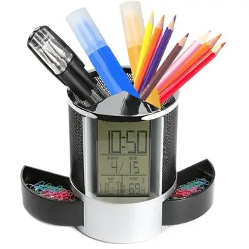 Office LCD Alarm Clock Time Display Temperature Display Pen Pencil Holder Desk Organizer organizador escritorio
Office LCD Alarm Clock Time Display Temperature Display Pen Pencil Holder Desk Organizer organizador escritorio