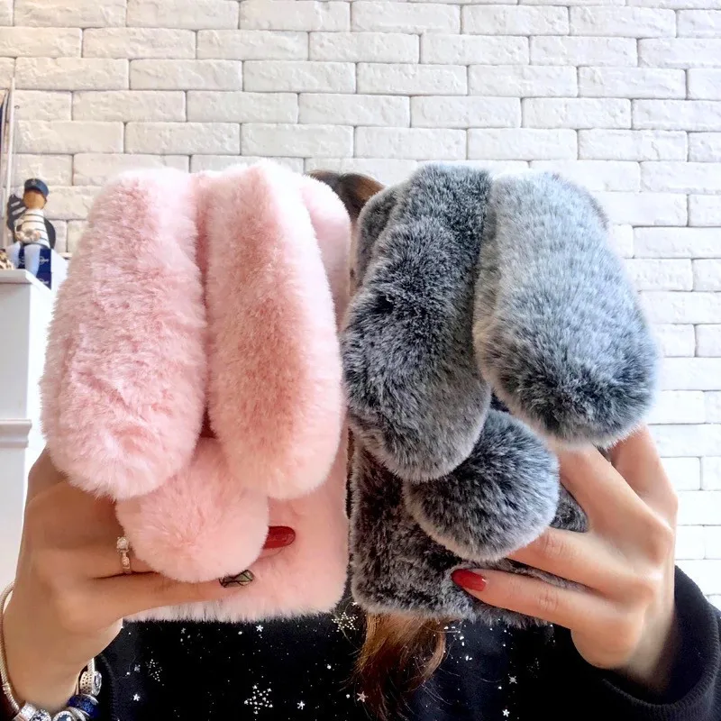 

Rabbit Fur Phone Case for Xiaomi Redmi Note 2 3 4 4X 5A 5 6 7 Pro 3S 3X 4A 5 Plus 6A S2 GO 8A K20 Pro Soft Silicone Back Cover