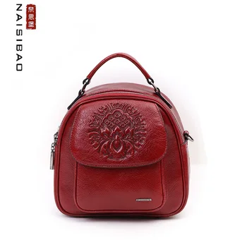 

NAISIBAO New Real cowhide Embossing bag women Genuine Leather handbags luxury handbag women bags designer bag famous brand women