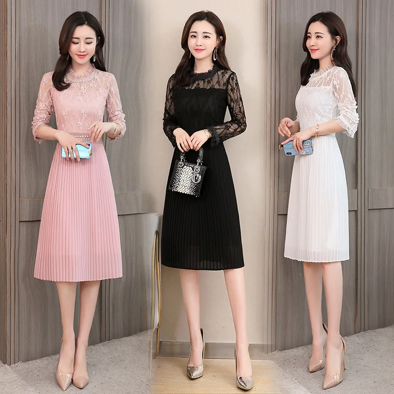 2019 Spring New Style Black And White with Pattern Lace Dress Women's Mid-length Elegant Korean-style Autumn And Winter Long Sle
2019 Spring New Style Black And White with Pattern Lace Dress Women's Mid-length Elegant Korean-style Autumn And Winter Long Sle