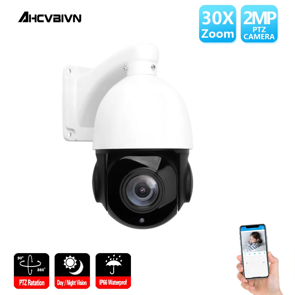 

AHCVBIVN 1080P PTZ IP Camera Outdoor Onvif 30X ZOOM Waterproof Mini Speed Dome Camera 2MP H.264 IR 50M P2P CCTV Security Camera