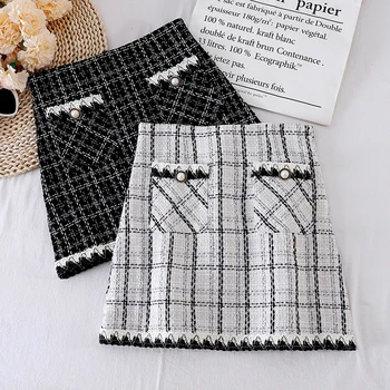 Korean style plaid skirt autumn new fashion all-match high waist woolen women 
Korean style plaid skirt autumn new fashion all-match high waist woolen women