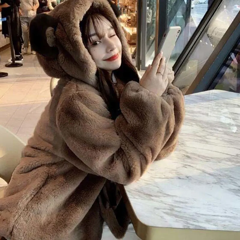 Winter jacket Women Faux Rabbit Fur Coat Luxury short Fur Coat Loose Hooded OverCoat Thick Warm Plus Size Female Plush Coats 131
Winter jacket Women Faux Rabbit Fur Coat Luxury short Fur Coat Loose Hooded OverCoat Thick Warm Plus Size Female Plush Coats 131