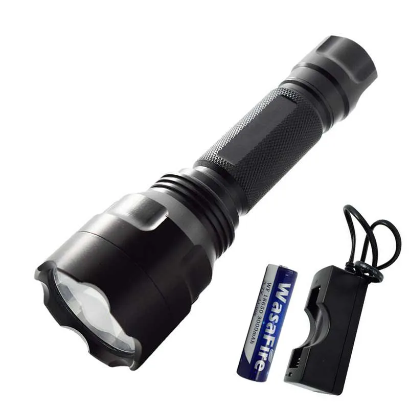 

Ultra Bright C8 LED Flashlight XML L2/T6/Q5 Self-Defense Flash Light Torch Camping Lanterna Lamp with 18650 Battery+Charger