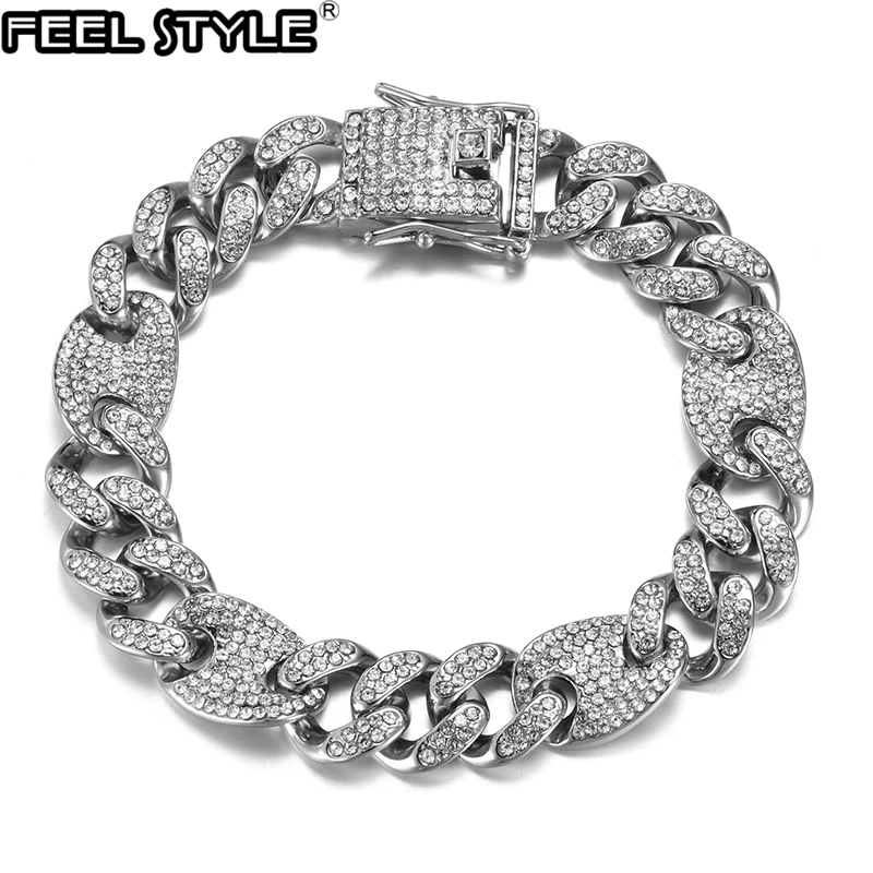 Hip Hop 12MM ling AAA+ Iced Out Alloy Rhinestones Box Clasp Coffee Bean Miami Cuban Link Chain Bracelet For Men Rapper Jewelry
Hip Hop 12MM ling AAA+ Iced Out Alloy Rhinestones Box Clasp Coffee Bean Miami Cuban Link Chain Bracelet For Men Rapper Jewelry