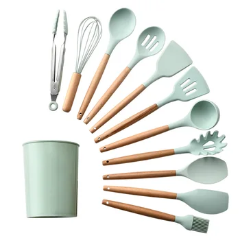 Silicone Cooking Utensils Set Non-stick Spatula Shovel Wooden Handle Cooking Tools Set With Storage Box Kitchen Tools
Silicone Cooking Utensils Set Non-stick Spatula Shovel Wooden Handle Cooking Tools Set With Storage Box Kitchen Tools