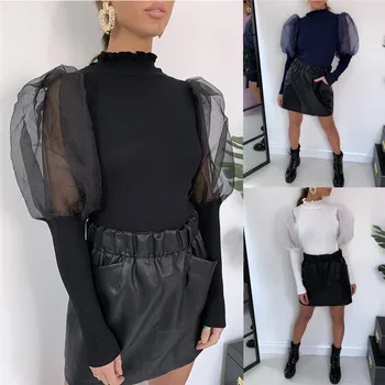 Women Long Sleeve Turtleneck Casual Slim Tops Knit Sweater Winter T-shirt Blouse Puff Sleeve High Neck Casual OL Shirt Ruffles
Women Long Sleeve Turtleneck Casual Slim Tops Knit Sweater Winter T-shirt Blouse Puff Sleeve High Neck Casual OL Shirt Ruffles