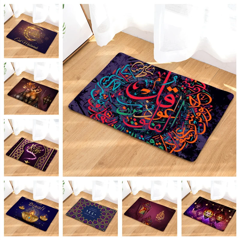 

Ramadan Dust Door Entrance Mat Hallway Kitchen Bath Non-slip Eid Mubarak Moon Mosque Rug Dustproof Carpet Doormat