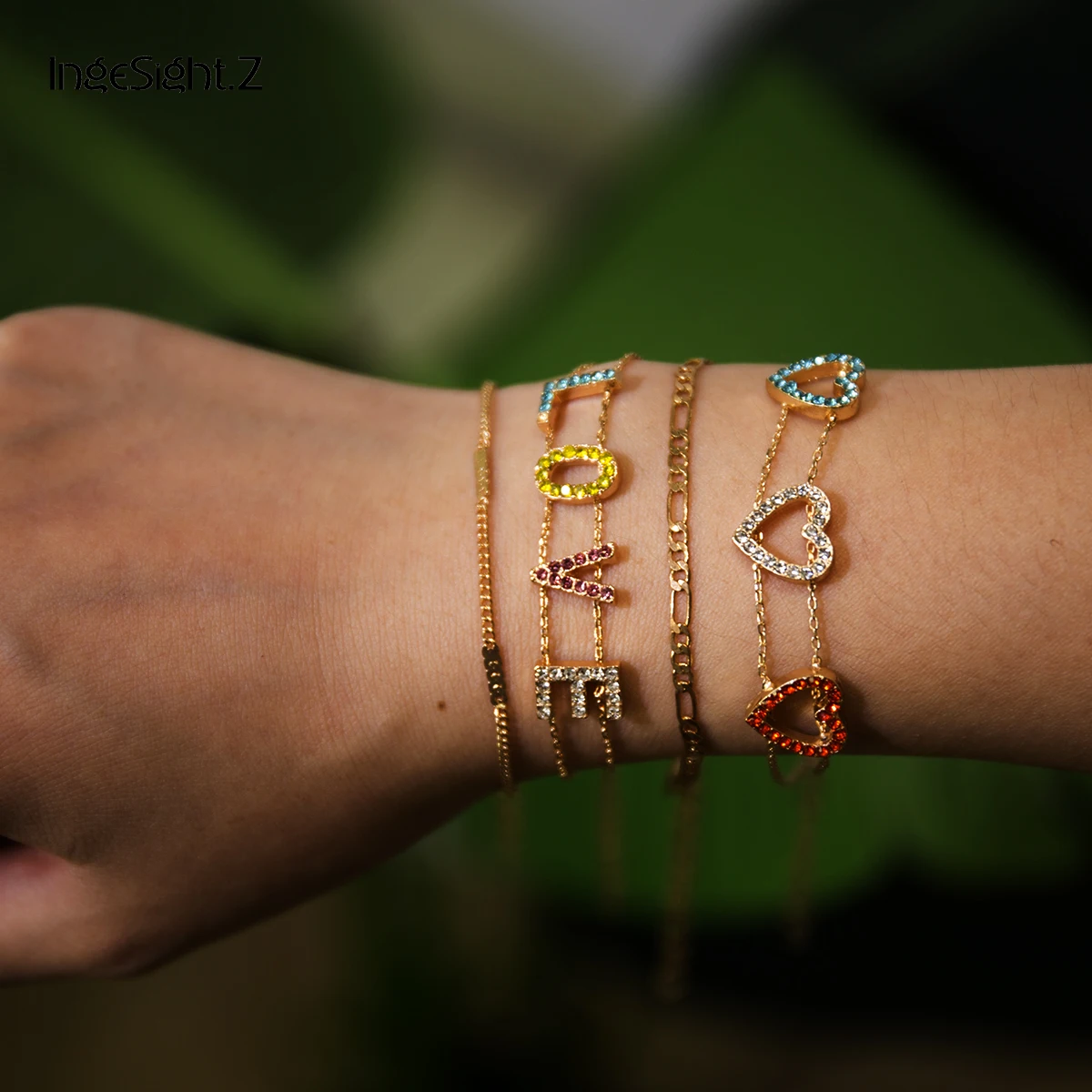 IngeSight.Z 4Pcs/Lot Bohemian Crystal Heart Bracelets Bangles Charm Rainbow LOVE Letter Bracelet Wrist Chain for Women Jewelry
IngeSight.Z 4Pcs/Lot Bohemian Crystal Heart Bracelets Bangles Charm Rainbow LOVE Letter Bracelet Wrist Chain for Women Jewelry