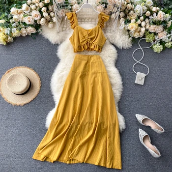ZCWXM Two Piece Set Solid Tank Top + High Waist Long Skirts 2020 Summer Beach Style Sweet Fashion 2 Piece Set Women
ZCWXM Two Piece Set Solid Tank Top + High Waist Long Skirts 2020 Summer Beach Style Sweet Fashion 2 Piece Set Women