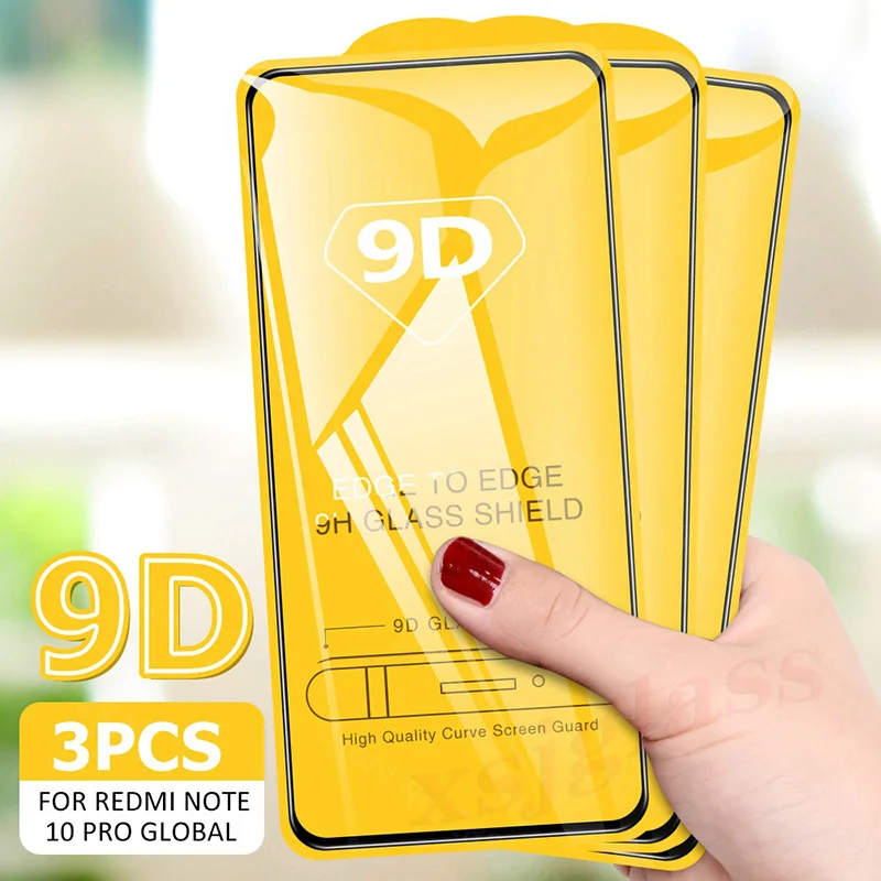 9D 3 шт. полное покрытие закаленное стекло для Redmi Note 10 9 S 8 T 7 A 6 Pro Max 4G защита экрана